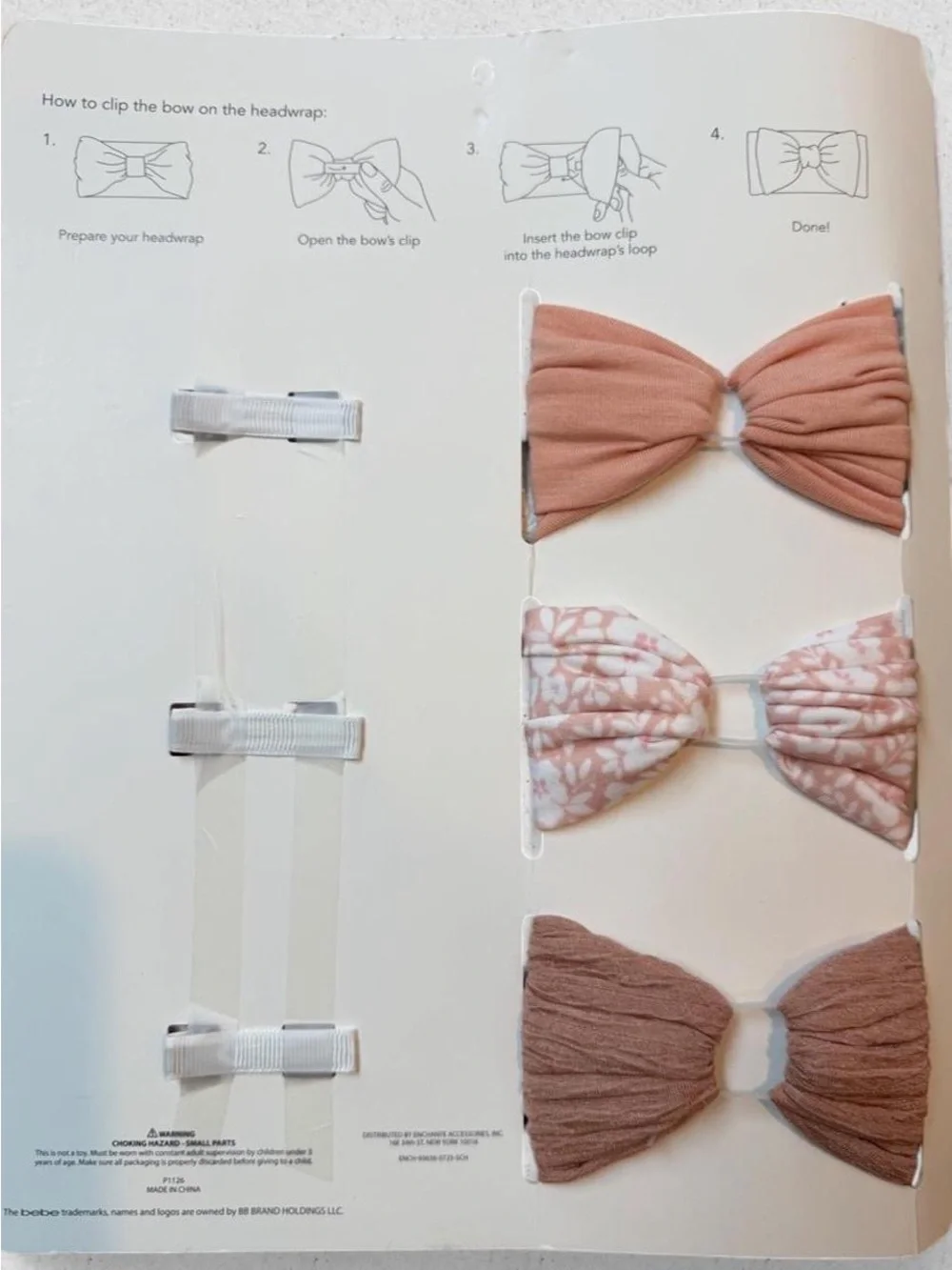 Bebe Baby Boutique Girls 6-Pack Tan Floral & Solid Headwrap and Bow Set